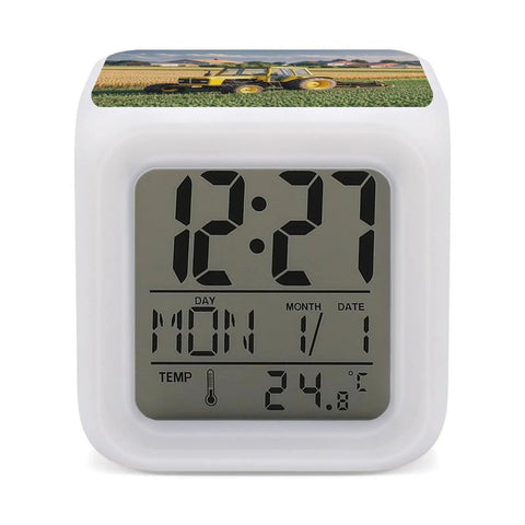 Heavy Sleeper Tractor Alarm Clock With LED Display Super Loud Alarm 7 Color Night Light And Built In Sound Machine