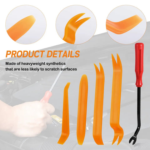 Sixty Pack Heavy Duty Door Panel Clips for Chevy and GMC, Locks Tight with Zero Flex, Replaces OEM 11519031 and 11519032, Snug Snap Retainers That Eliminate Loose Trim Rattle shown with orange tools.