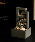 Small Desktop Waterfall Fountain 9.65 Inches For Desk Zen Vibes And Relaxation, 3 Tier Stone Water Feature With Natural Stones