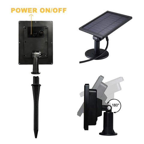 Solar panel with adjustable angle for Solar Outdoor String Lights 48 Ft LED With 15 Hanging Sockets Waterproof Shatterproof Pergola Lights