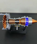 Simulated Turbofan Aircraft Engine Model Kit With LED Light, Rechargeable Version, brass-colored functional turbine display