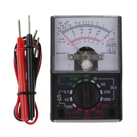 Front view of Digital Multimeter With DC AC Voltmeter And Ohm Amp Tester And Diode Voltage Tester with test pen; compact handheld device