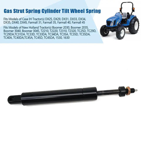 Gas Strut Spring Cylinder for Tilt Wheel, designed for New Holland and Case IH Tractors, solid steel construction.