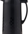 Premium Thermal Carafe With Vacuum Glass Liner 1 Liter Ichimatsu Black, side view, featuring handle and spout, medical grade borosilicate glass