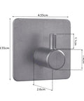 Heavy Duty White Bathroom Wall Hooks Set Featuring A No Fuss Towel Rack Sturdy Toilet Paper Holder and Slick Coat Hanger For Effortless Multipurpose Home Organization close-up with dimensions.