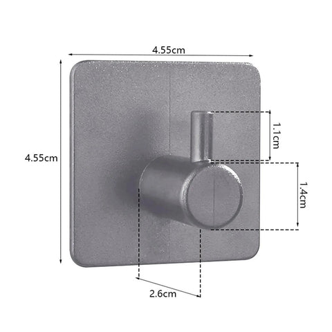 Heavy Duty White Bathroom Wall Hooks Set Featuring A No Fuss Towel Rack Sturdy Toilet Paper Holder and Slick Coat Hanger For Effortless Multipurpose Home Organization close-up with dimensions.