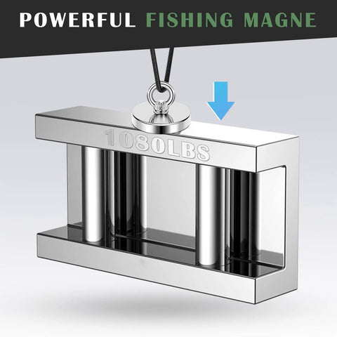 Ultra Strong Neodymium Fishing Magnet 1200 Lbs Pulling Power Three Point Nine Four Inch Diameter With Countersunk Hole Eyebolt