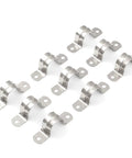 100 Pack 1 Inch Opening Stainless Steel Conduit Clamps 304 2 Hole U Brackets arranged on a white background
