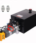 Heavy Duty 15 Quart DC 12V Hydraulic Power Unit With Double Acting Pump For Car Lifts And Dump Trailers Metal Reservoir