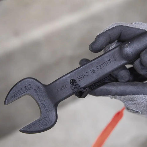 Heavy Duty Construction Spud Wrench With Tether Hole For Quick Nut Alignment, Made In USA, 1-7/16-Inch Opening and 7/8-Inch Bolt shown in hand