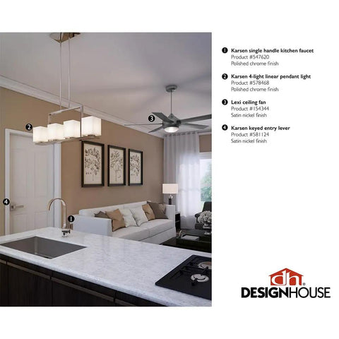 Karsen Traditional 4 Light Indoor Pendant Dimmable Frosted Glass For Entryways Dining Rooms Foyers In Polished Chrome in a modern kitchen.