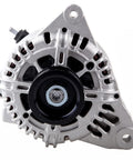 Front view of OE Replacement Alternator Compatible With Hyundai Santa Fe 2005 2006 Sonata 2005 2008 Tiburon 2005 2009 Tucson 2005 2006 And Kia Optima 2005 2010 Kia Sportage 2005 2006 11188 Ready To Roll Plug And Play Electrical Power Generator with 6-groove pulley