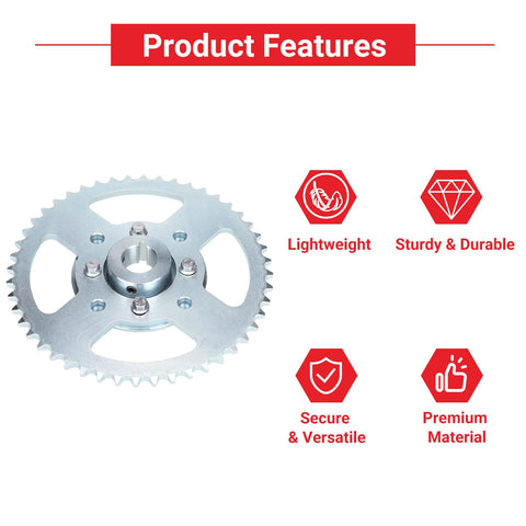 Go Kart Chain Sprocket Kit For 40 41 420 Chain, 48 Tooth Hub With 1 Inch Bore And Quarter Inch Keyway displayed with features