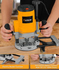 Beefy 2400W Wood Router for Heavy Duty Woodworking With Fixed Base, Powerful Router for Precision Cutting and Shaping in use