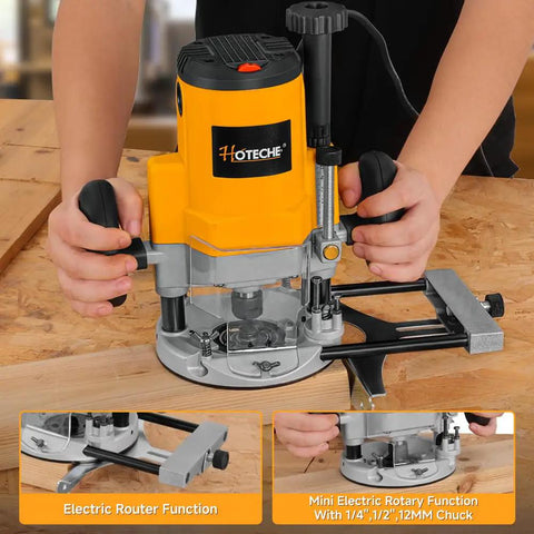 Beefy 2400W Wood Router for Heavy Duty Woodworking With Fixed Base, Powerful Router for Precision Cutting and Shaping in use