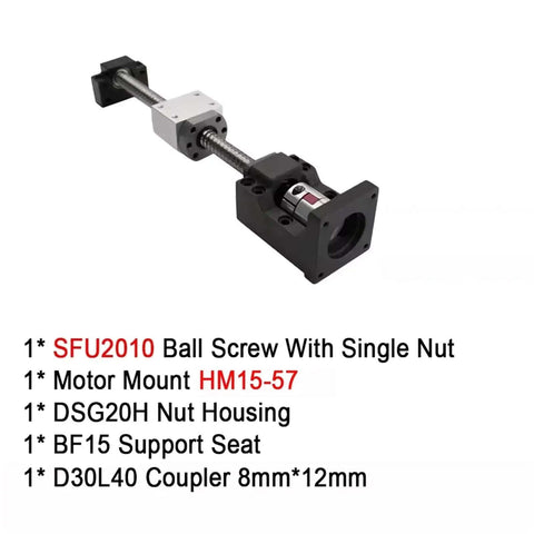 Kickass C7 Grade 20Mm SFU2010 Ballscrew Assembly Kit With Single Nut And Bearing Coupler Fits Nema23 Stepper Motor Precision Linear Rail System 1650Mm Length DIY 3D Printer And Custom Cnc Build Your Dream Machine Rig Project, SFU2010 ballscrew with motor mount and coupler