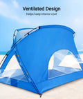 Portable Beach Sun Shelter For Families And Groups, Grab And Go Easy Setup Cabana Tent With UPF 50 Plus UV Protection on beach