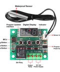 Digital Temperature Controller Module W1209 12V DC with 10A Relay and Waterproof Case, featuring display and buttons for DIY projects.