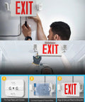 Installation of LED Exit Signs With Emergency Lights Double Sided Adjustable Emergency Combo Light With Backup Battery.