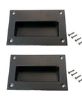 Two Pack Concealed Recessed Pull Handles For Drawers Cabinets And Sliding Doors Five Inch By Three And One Quarter Inch Stainless Steel Rectangular Hidden Flush Pulls In Black Finish With Mounting Screws