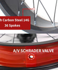 Close-up of Fat Tire Bike Wheel Set 20 24 26 Inch with high carbon steel 14G 36 spokes and A/V Schrader valve for snow and beach riding.