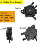 High Flow Fuel Pump Kit For Kohler Briggs Kawasaki Lawn Mower Tractor Golf Cart Replacement With Vacuum Filter, side and back views.