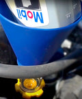 Spill Free Hands Free Engine Oil Funnel For Subaru Vehicles Easy Mess Free Oil Change With Threaded Cap Fit shown in use.