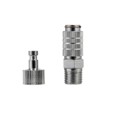 1/8 Inch Quick Release Airbrush Coupling Kit with 5 PCS Male Adapters and Female Connectors, durable metal design, close-up view