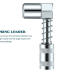 90 Degree Grease Coupler And Gun Adapter Two Pack With 3 Jaw Swivel Right Fittings For No Spill Greasing Quick Lock and Release
