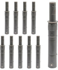 Slick Magnetic Push To Open Latches, 10 pack gray plastic dampers for kitchen drawers and closet panels, showing multiple latches.