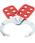 Heavy Duty Nylon Locking Deadbolt With Six Hole Labeling System, Rust Proof Construction, Red And Silver Finish, Built For Industrial Use