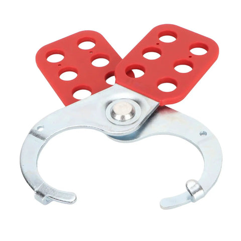 Heavy Duty Nylon Locking Deadbolt With Six Hole Labeling System, Rust Proof Construction, Red And Silver Finish, Built For Industrial Use