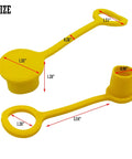 Three Quarter Inch Soft PVC Dust Free Yellow Protection Cap For Propane Quick Connect Hose Fittings And Male Fittings 2 Pack Fits Up To 1.02 Inch Diameter shown with size dimensions.