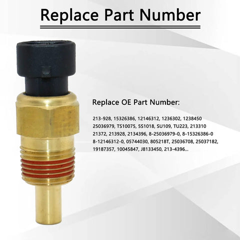 Drop In Coolant Temperature Sensor ECT For Chevy GMC Buick Cadillac Pontiac, Easy Install Direct Fit Replacement, OE Numbers 213-928, 15326386, 12146312, 25036979, TS10075, 5S1018, brass sensor