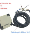 Retroreflective Photoelectric Beam Sensor Switch 12-24V DC, 4m Detection Range, 5-Wire DC, Relay Output AC 250V 3A shown with cables