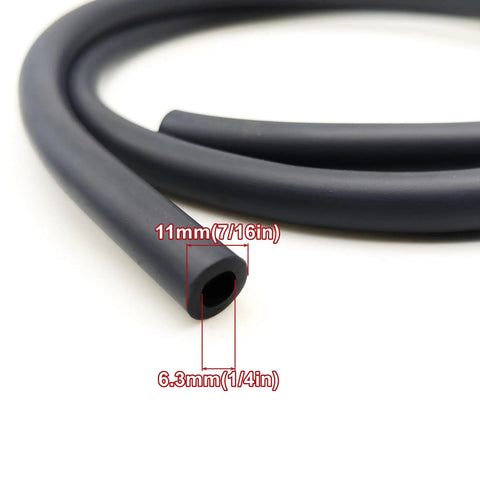 Gas Fuel Line Set With Three Sixteenth Inch And One Quarter Inch Rubber Tubes And Twelve Clamps, tube cross-section view.