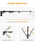 Wall Mount Boom Arm For Ring Light Softbox And Reflector, 39.4 Inch Adjustable Length, 180 Degree Rotation, adjustment diagram