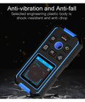 Heavy Duty Handheld No Sweat Stud Finder And Wall Scanner With Bright Digital Display showing shock-resistant design and screen.