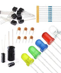 All In One Electronic Component Kit With 1390 Pieces Including LED Diodes, Metal Film Resistors, Electrolytic Capacitors, Ceramic Capacitors, Common Diodes And Transistors In Handy Storage Box featuring assorted electronic components