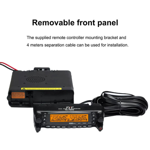 Dual Band 50W Mobile Radio For Your Vehicle VHF UHF Transceiver with cable and removable front panel.
