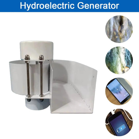 Axial Flow Hydroelectric Generator For 12-24V Systems, 150W Water Turbine Power with side view and power output examples