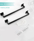 2 Pack 16 Inch Stainless Steel Towel Bars Matte Black Wall Mount Towel Rack Set For Bathroom And Kitchen Durable SUS304 Rust Resistant Hangers Easy Install With All Hardware Included