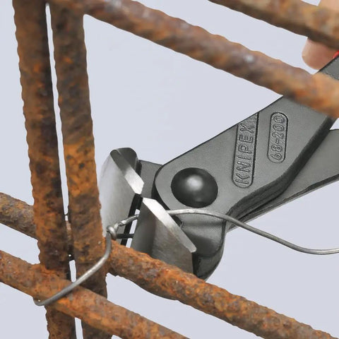 End Cutter For Wire And Steel Mesh Knots, 200mm, cutting wire on rusted steel mesh in tight workspace