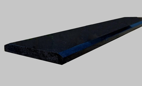 Absolute Black Granite Threshold Saddle Beveled 30 Inch By 4 Inch Interior Floor Transition Stone, side view.
