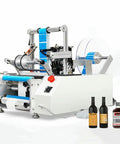 Automatic Round Bottle Labeling Machine Single And Double Side Sticker Applicator High Speed Labeler For Wide Mouth Containers with bottles.