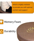 Close-up of memory foam sauna bench cushion with brown cover, emphasizing durability and resilience for added comfort.