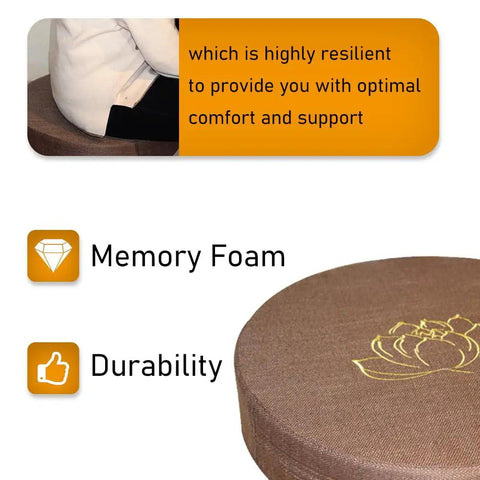 Close-up of memory foam sauna bench cushion with brown cover, emphasizing durability and resilience for added comfort.