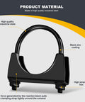 Heavy-Duty 5.0 Inch Exhaust Clamps Set with rust-proof black saddle-style U-bolt for secure pipe connections, industrial-grade steel