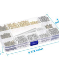 Leather Rivet Kit With 480 Sets In 3 Sizes And 4 Colors, Double Cap Tubular Metal Rivets Plus 3 Setting Tools In Plastic Box