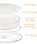 Two Pack 8 Inch Lazy Susan Turntable Organizer With Non Slip Mat And Handles diagram showing design features